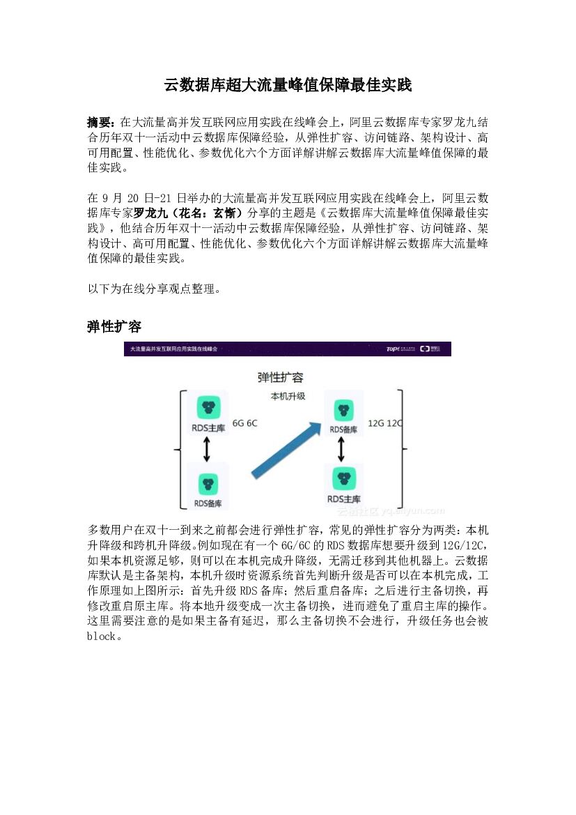 云数据库超大流量峰值保障最佳实践