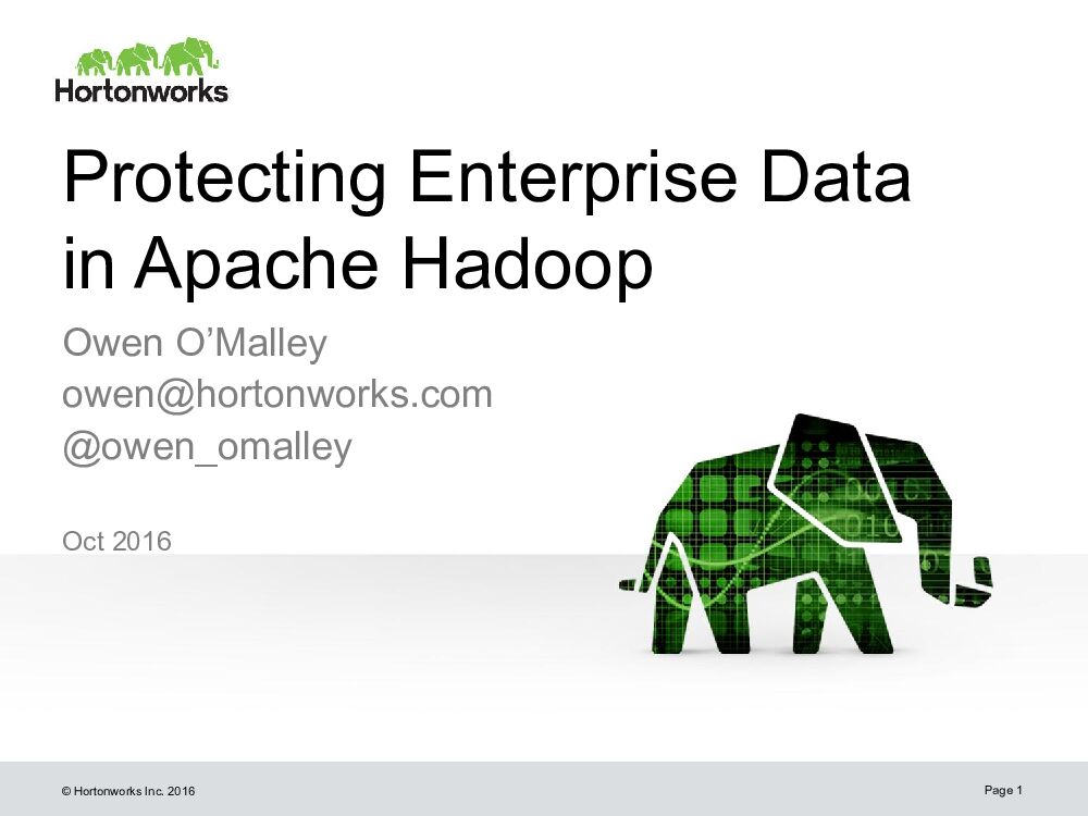 Protecting Enterprise Data in Apache Hadoop