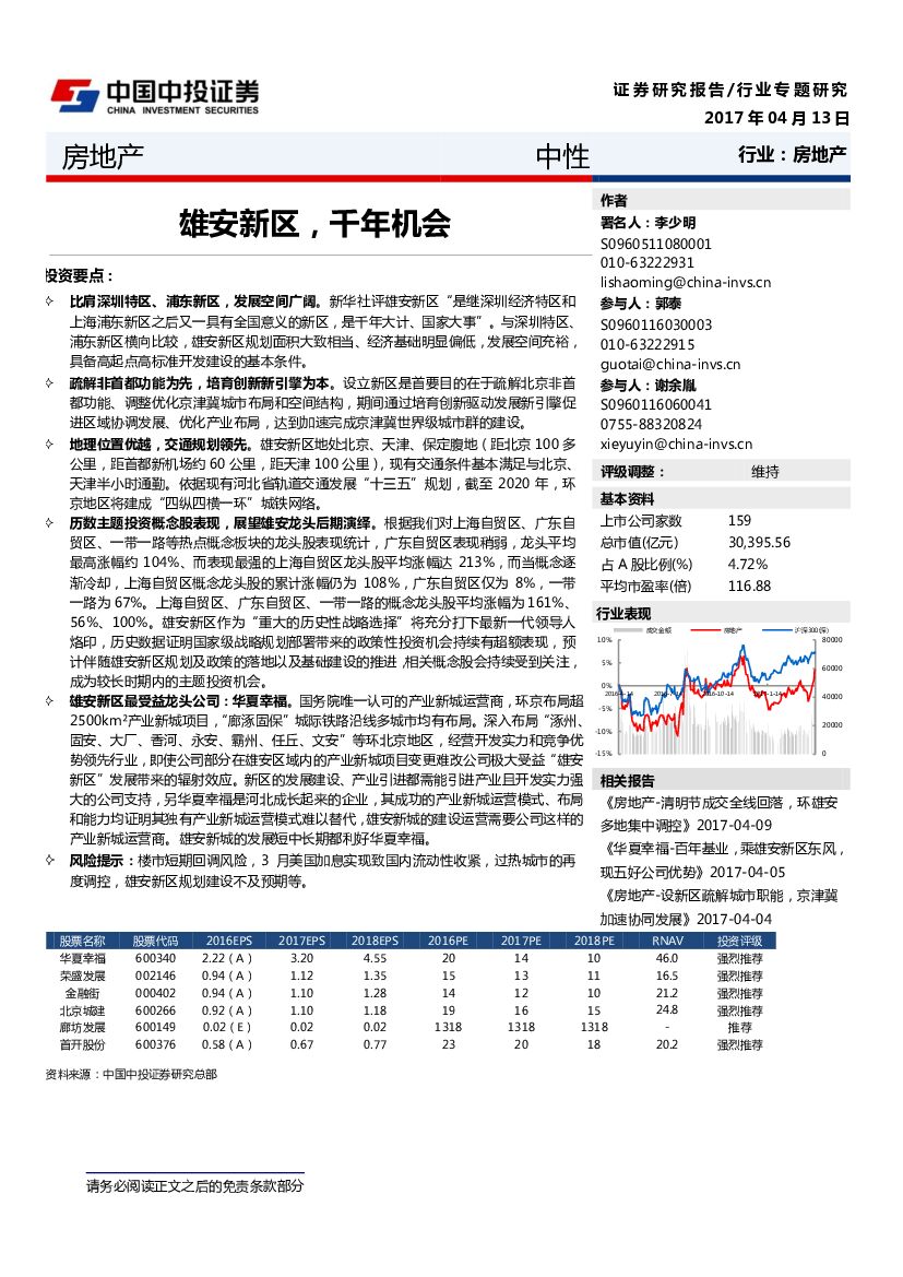 中投证券：房地产行业专题研究：雄安新区，千年机会