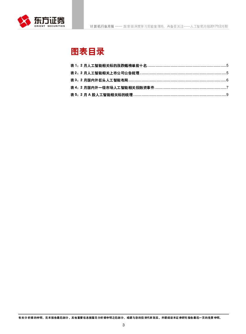 东方证券：人工智能月报2017年2月期：国家级深度学习实验室落地，AI备受关注_第3页