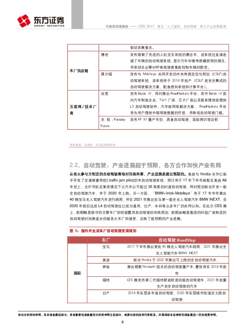 东方证券：计算机行业：CES 2017：奠定“人工智能、自动驾驶”两大产业发展基调_第8页