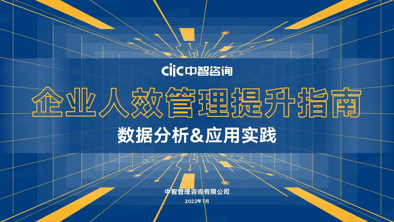 中智咨询：2022年企业人效管理提升指南数据分析&应用实践