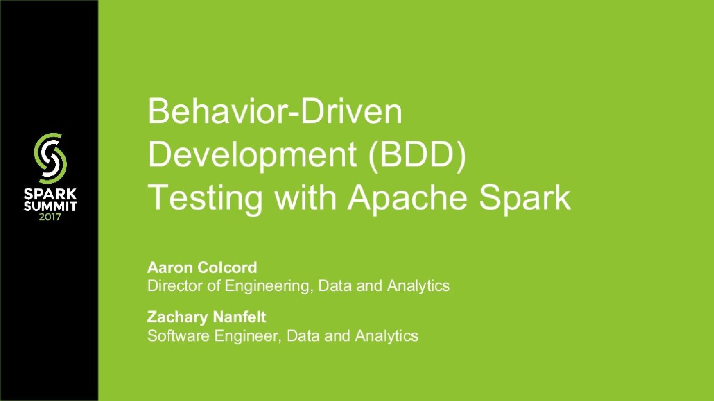 Behavior Driven Development (BDD) Testing with Apache Spark