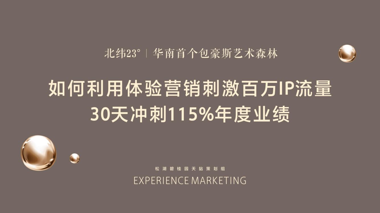 碧桂园【莞深区域一部】如何利用体验营销刺激百万IP-30天冲刺115%年度业绩