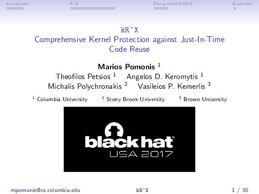 KR^X- Comprehensive- Kernel-Protection-Against-Just-In-Time-Code-Reuse