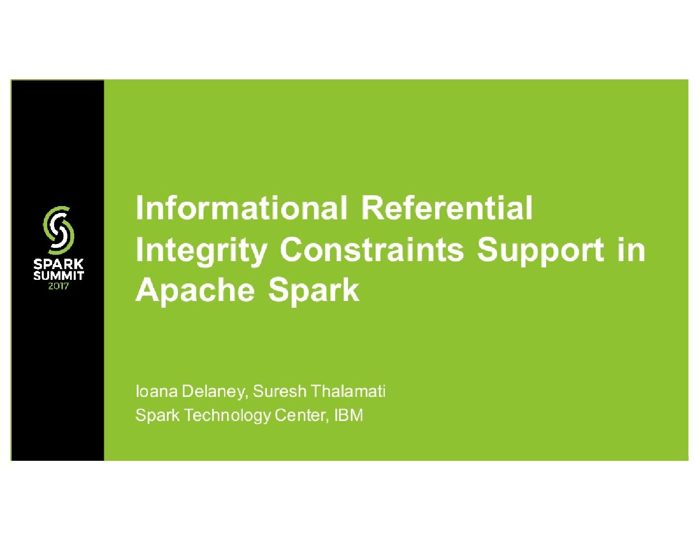 Informational Referential Integrity Constraints Support in Apache Spark