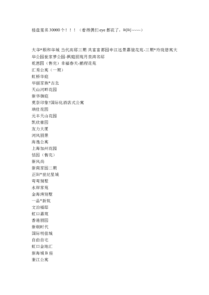 #案名文案# 楼盘案名30000个