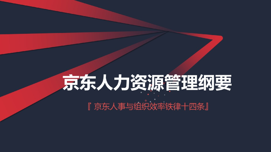 京东人力资源管理纲要：京东人事与组织效率铁律十四条