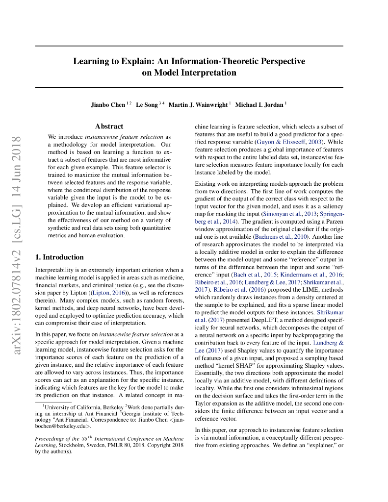 Learning to Explain:An Information-Theoretic Perspective on Model Interpretation