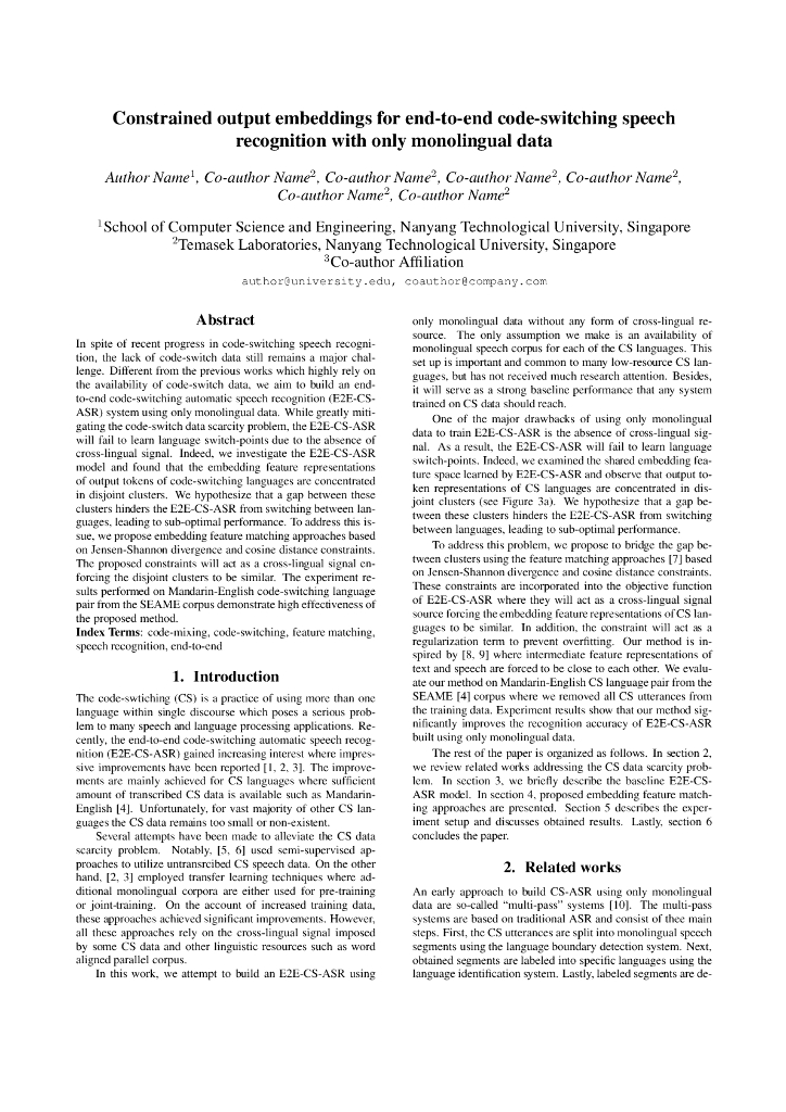 Constrained output embeddings for end-to-end code-switching speech recognition with only monolingual data