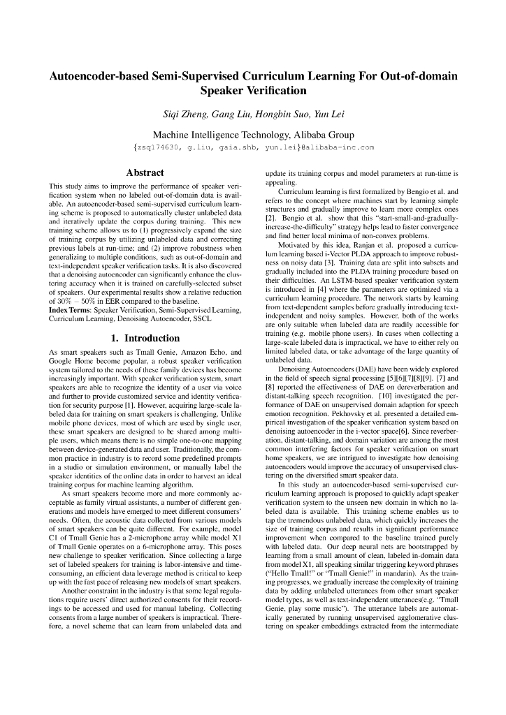 Autoencoder-based Semi-Supervised Curriculum Learning For Out-of-domain Speaker Verification