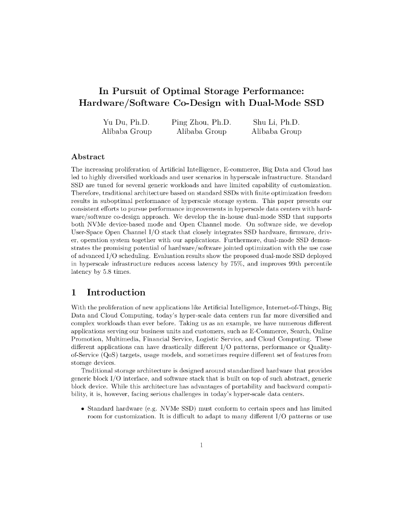 In Pursuit of Optimal Storage Performance:Hardware/Software Co-Design with Dual-Mode SSD