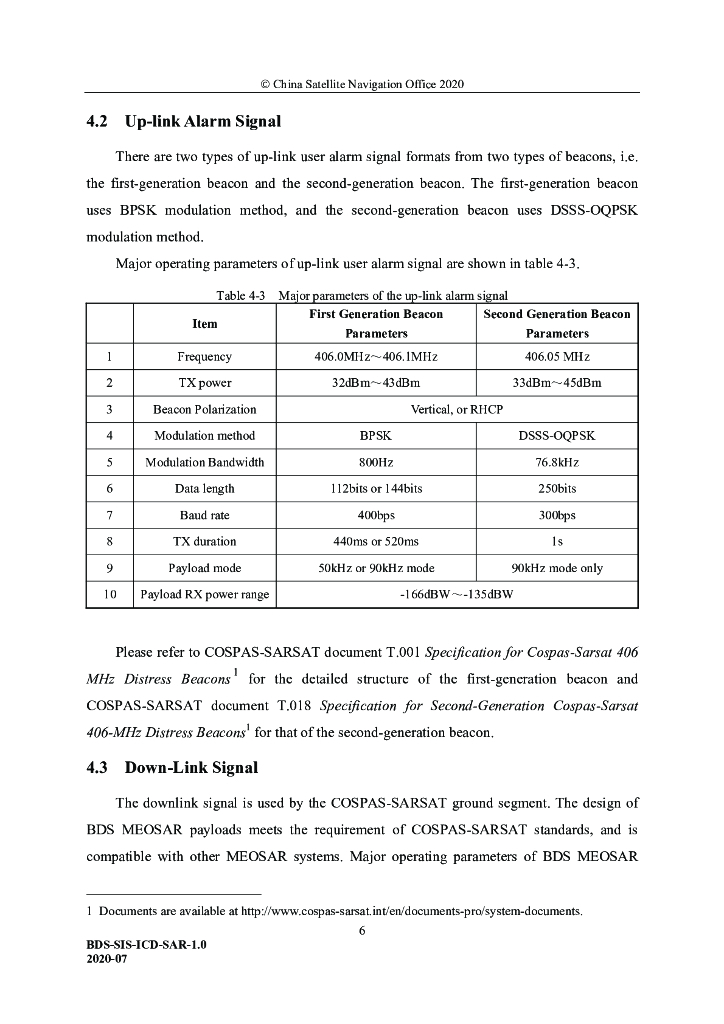 北斗卫星导航系统空间信号接口控制文件-国际搜救服务（1.0版）英文版_第10页