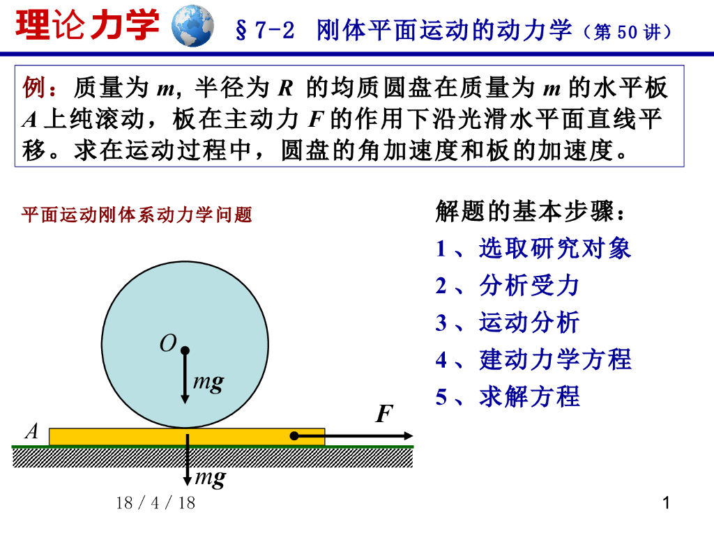 《理论力学》演示文稿-刚体平面运动的动力学（2）