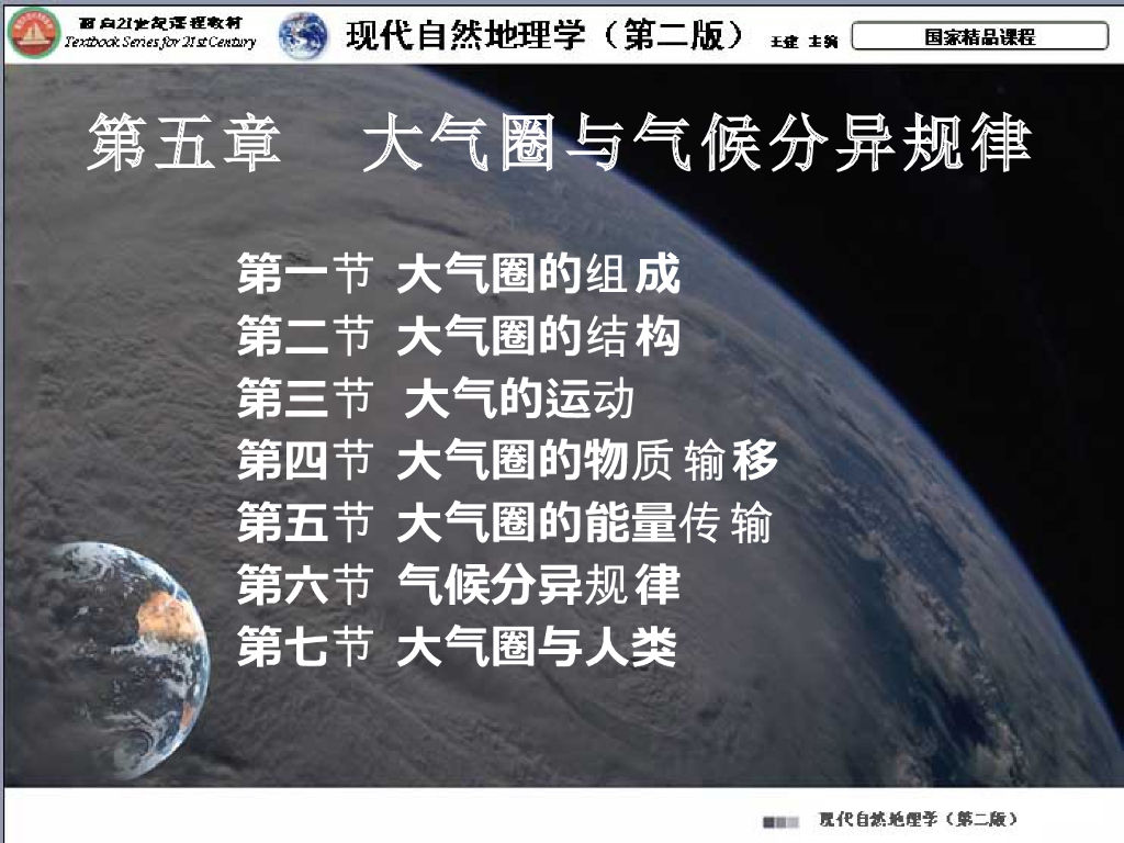 《现代自然地理学》演示文稿-大气圈结构、大气运动