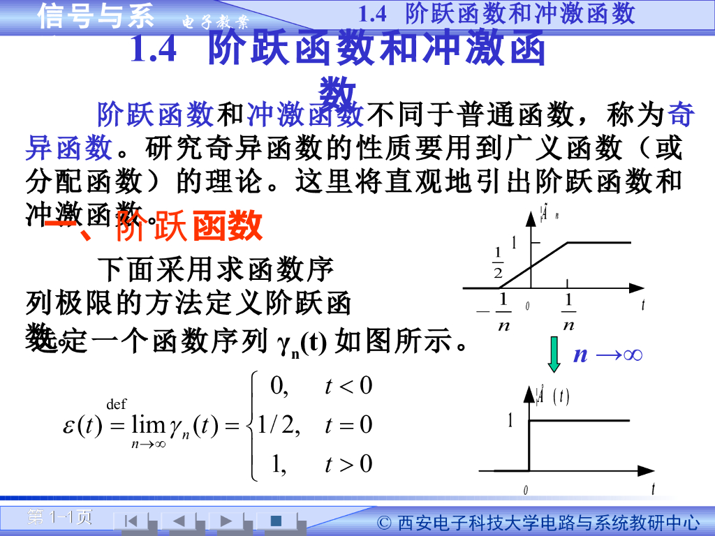 《信号与系统》演示文稿-阶跃函数和冲激函数（一）