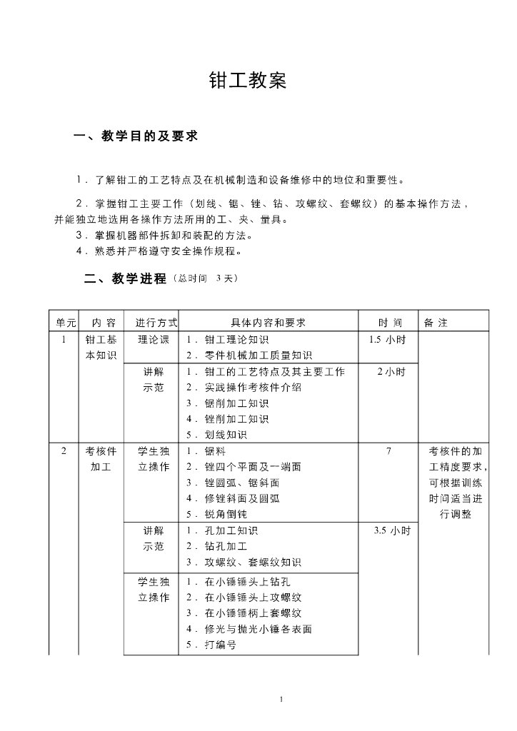 《工程训练》电子教案-钳工电子教案