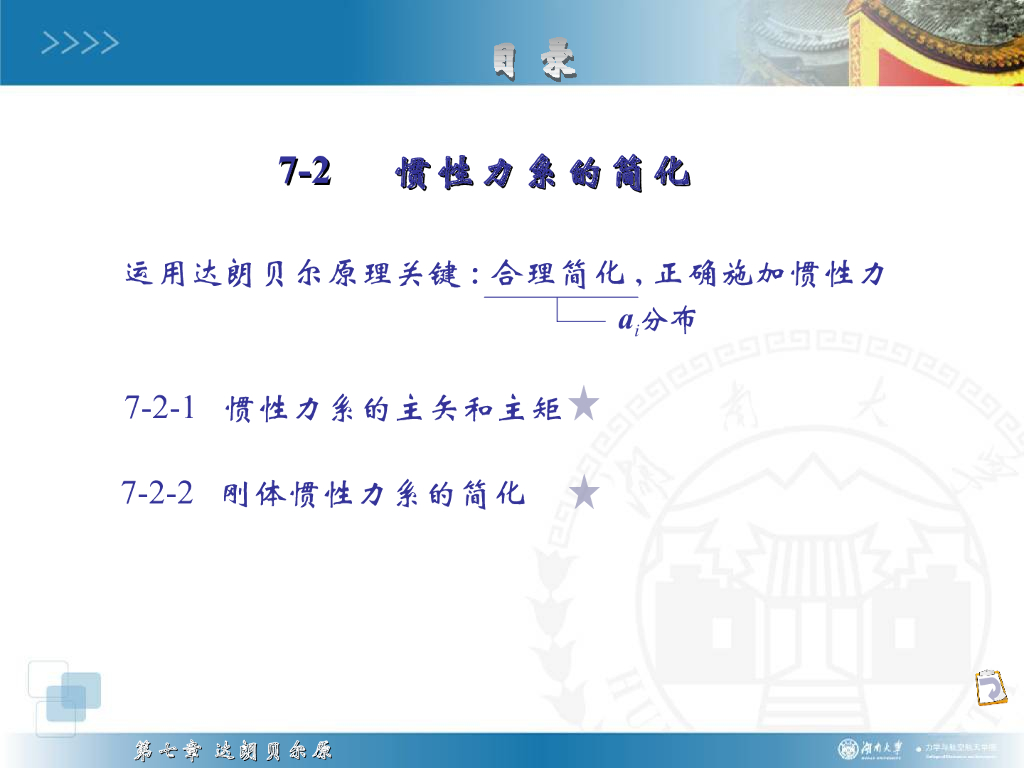 《理论力学》演示文稿-惯性力系的简化