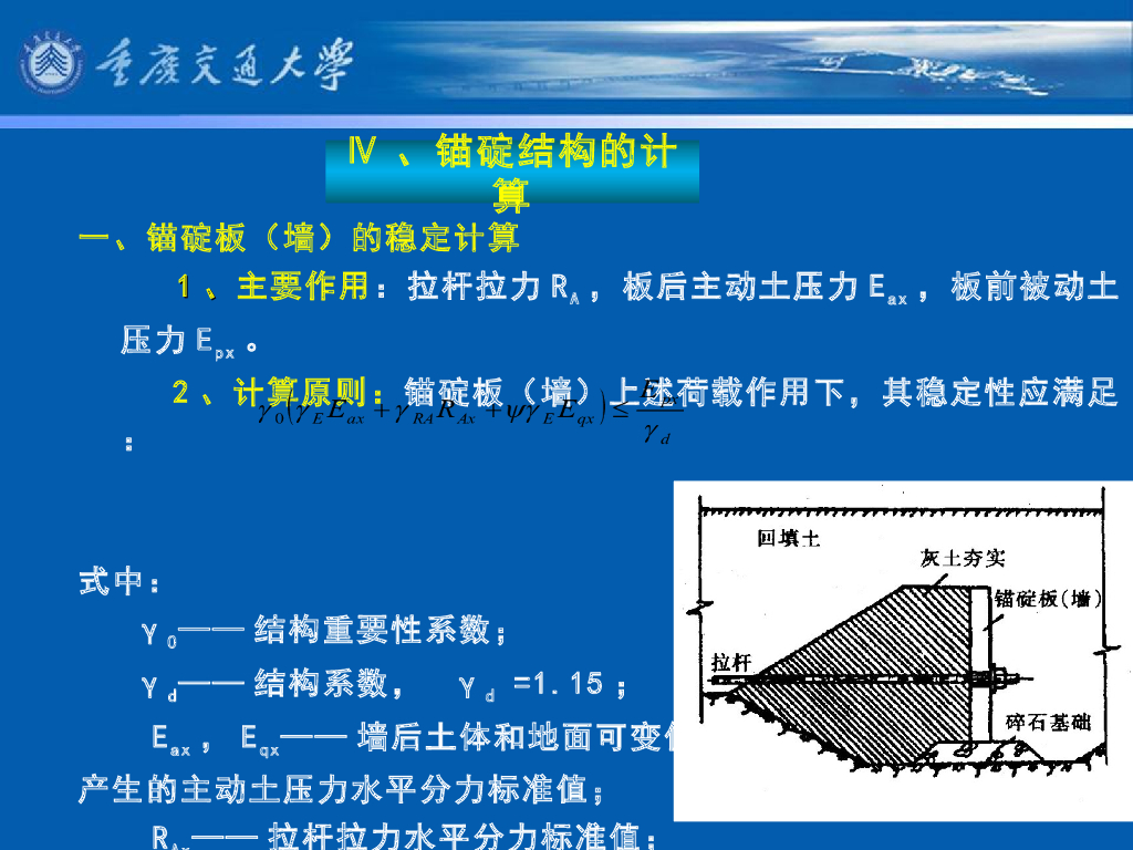 《港口水工建筑物》教学课件-锚碇结构计算：锚碇墙（板）的计算；锚碇桩（板桩）的计算