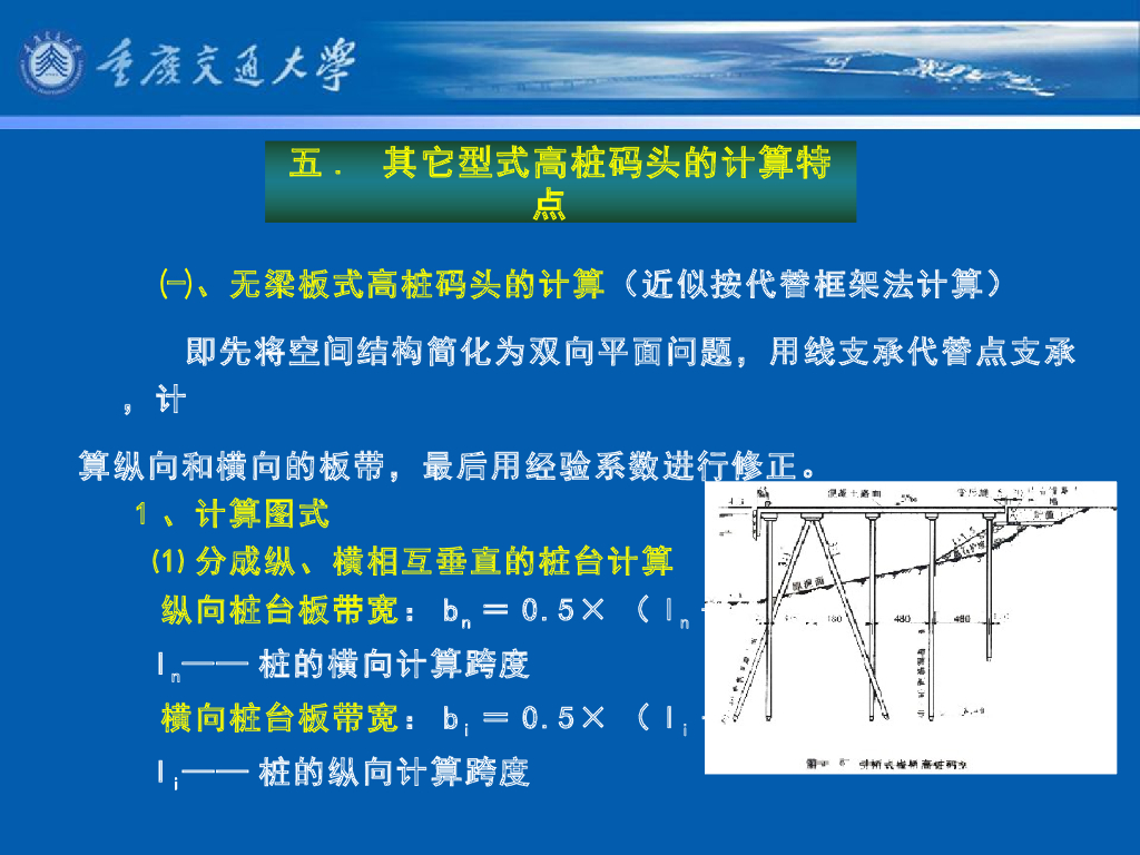 《港口水工建筑物》教学课件-其它型式高桩码头的计算⑴：无梁板式高桩码头