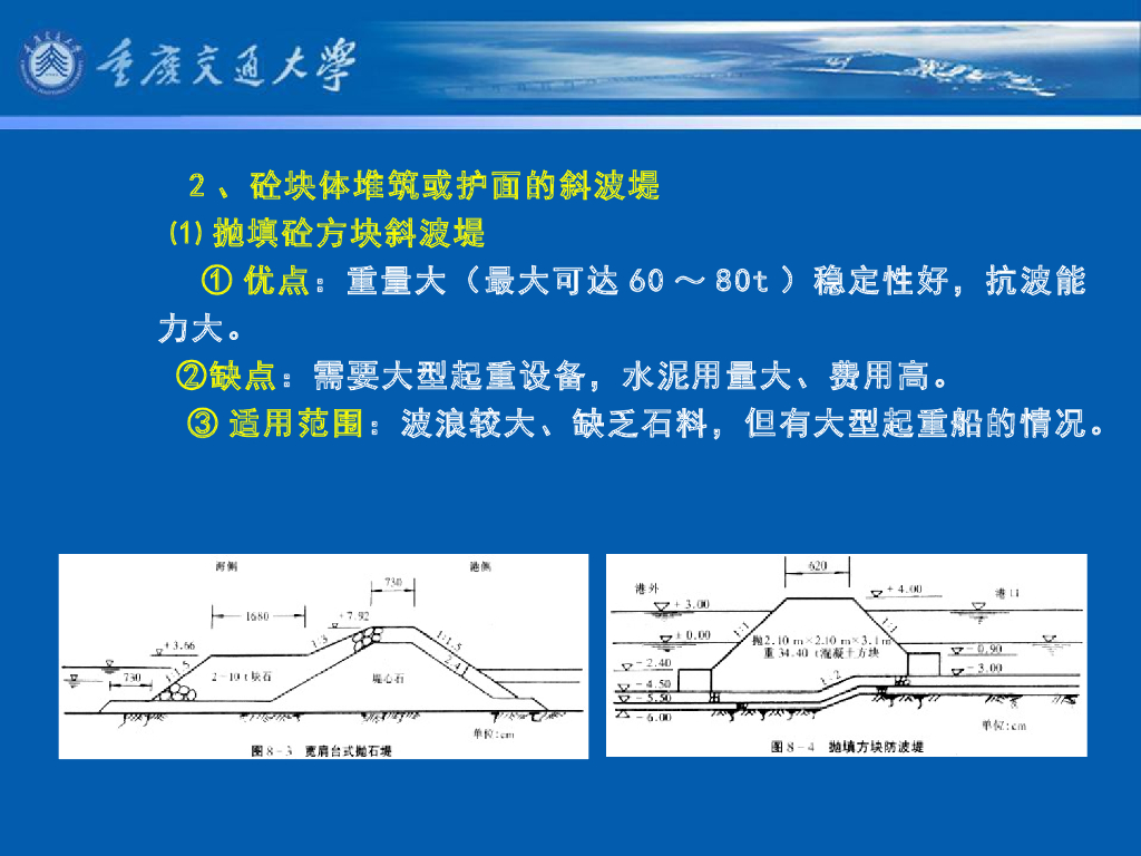 《港口水工建筑物》教学课件-斜坡式防波堤的结构型式及特点_第6页