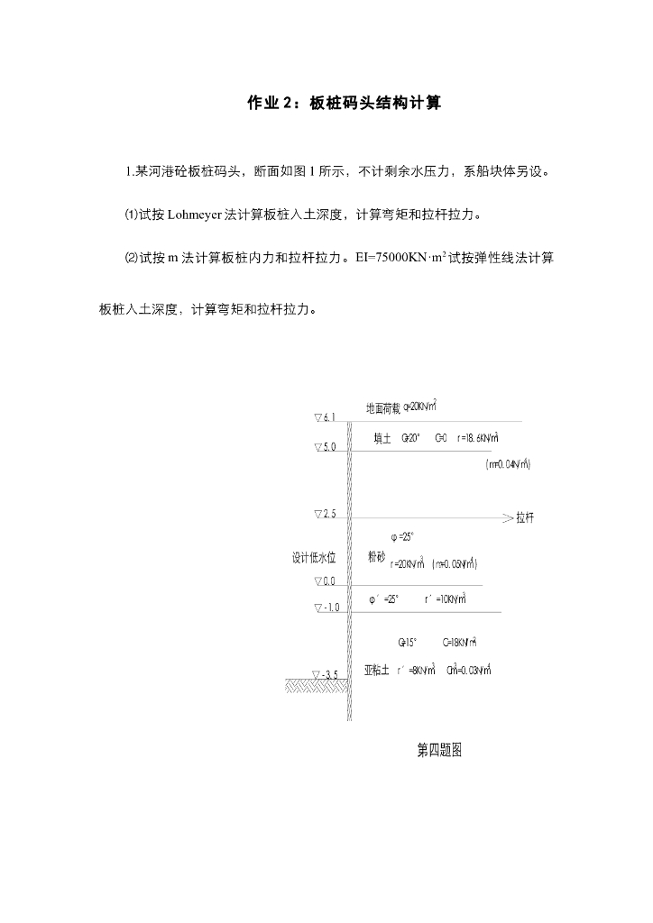 《港口水工建筑物》习题作业-码头结构计算合集