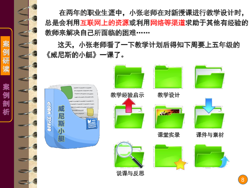 《现代教育技术应用》演示文稿-案例研读：小张老师获取教学设计资源的新途径（第一讲）_第8页