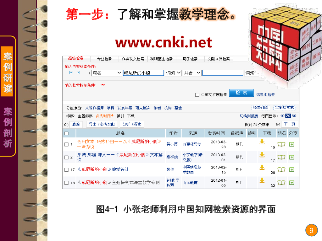 《现代教育技术应用》演示文稿-案例研读：小张老师获取教学设计资源的新途径（第一讲）_第9页