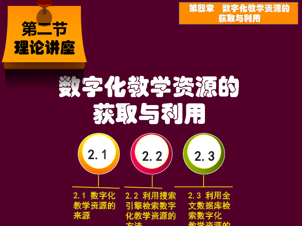 《现代教育技术应用》演示文稿-理论讲座：数字化教学资源的检索与获取（第一讲）