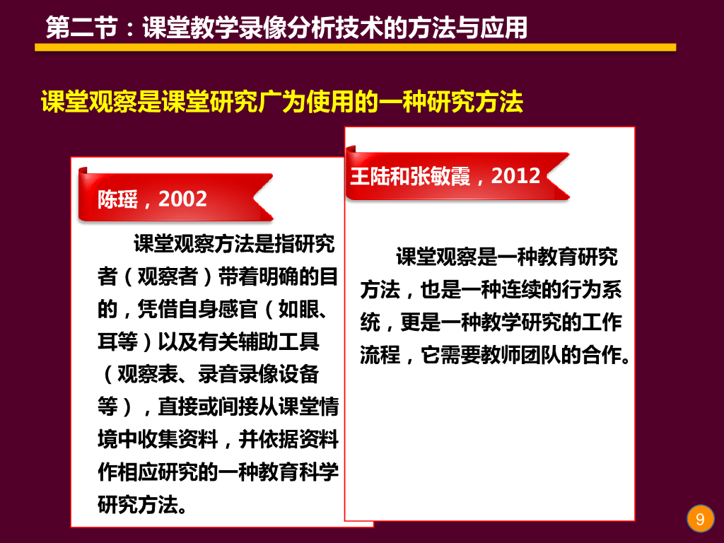 《现代教育技术应用》演示文稿-理论讲座：课堂教学录像分析技术的方法与应用（第一讲）_第9页