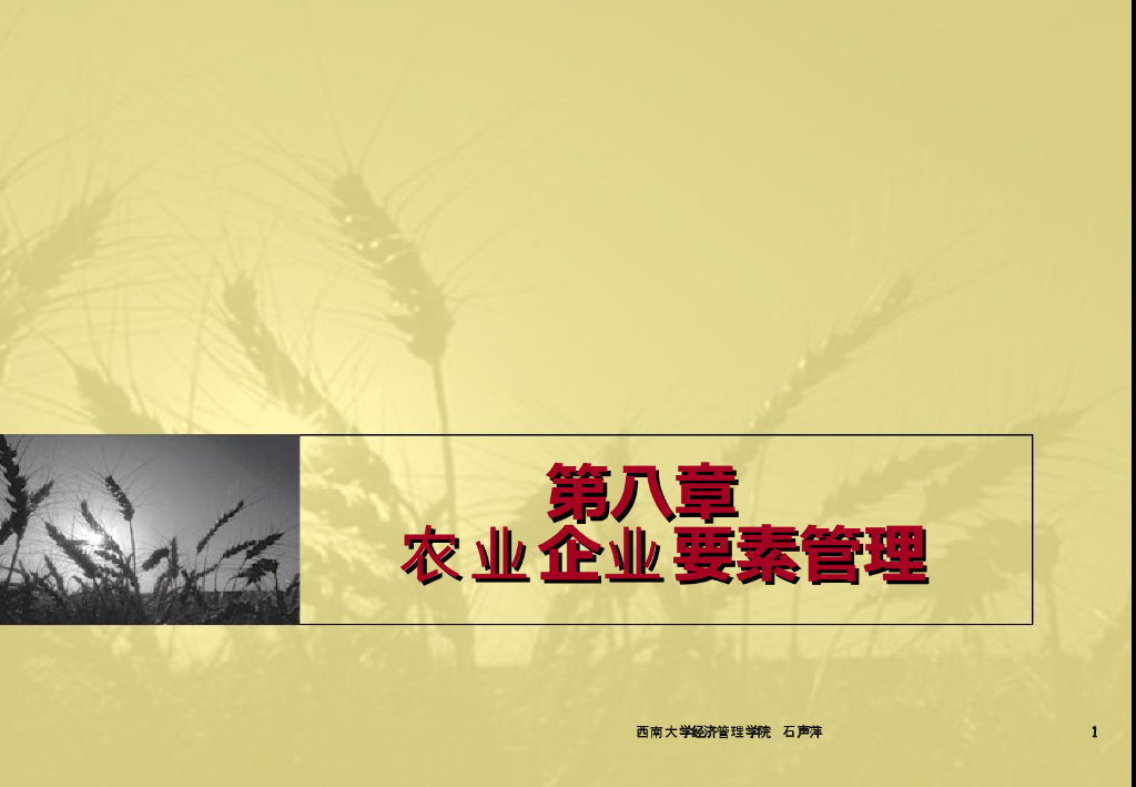 《农业企业经营管理学》教学课件-农业企业要素管理