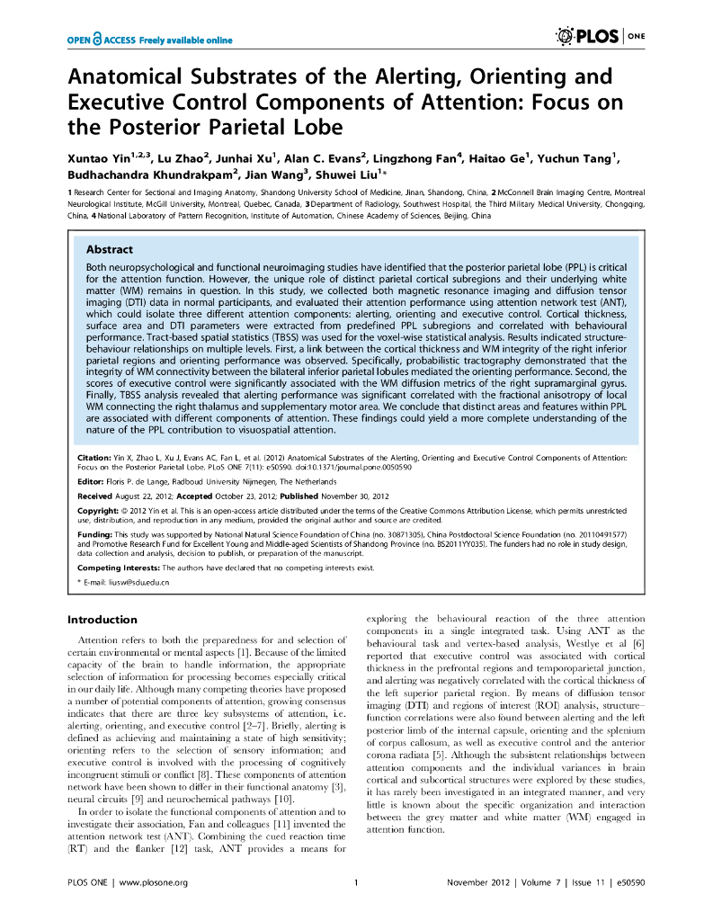 《断层影像解剖学》Anatomical Substrates of the attention
