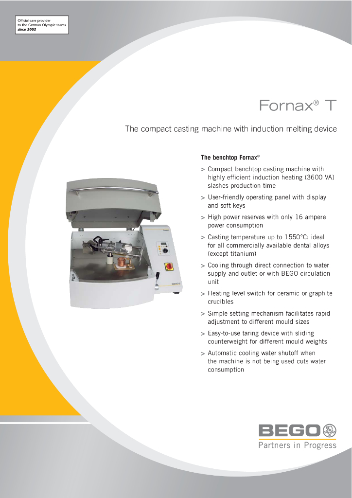 《口腔固定修复工艺技术》文献资料-Fornax T 新型台式高频感应式铸造机 用户手册