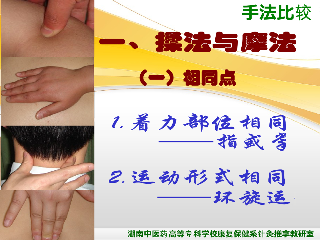 《推拿手法技术》演示文稿-揉法、摩法、推法、擦法_第3页