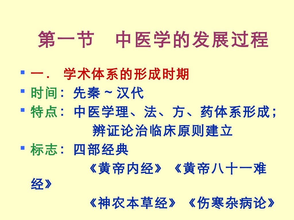 《中国医学史》教学课件-中医学的发展过程