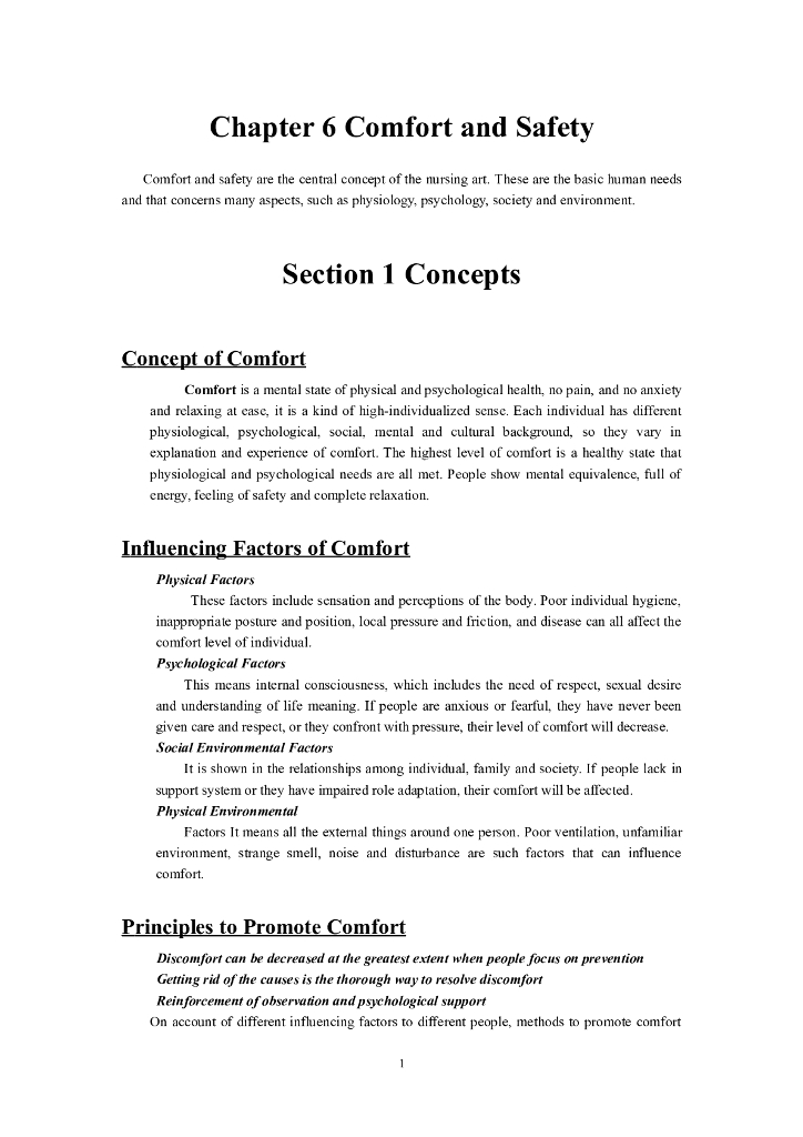 《护理学基础》电子教材-Chapter 6 Comfort and Safety