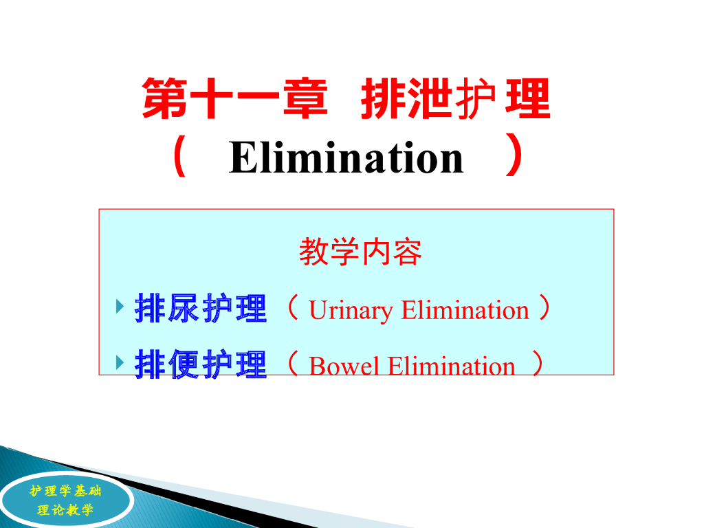 《护理学基础》演示文稿-理论教学-排尿护理