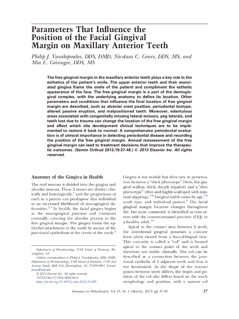 Parameters That Influence the Position of the Facial Gingival Margin on Maxillary Anterior T