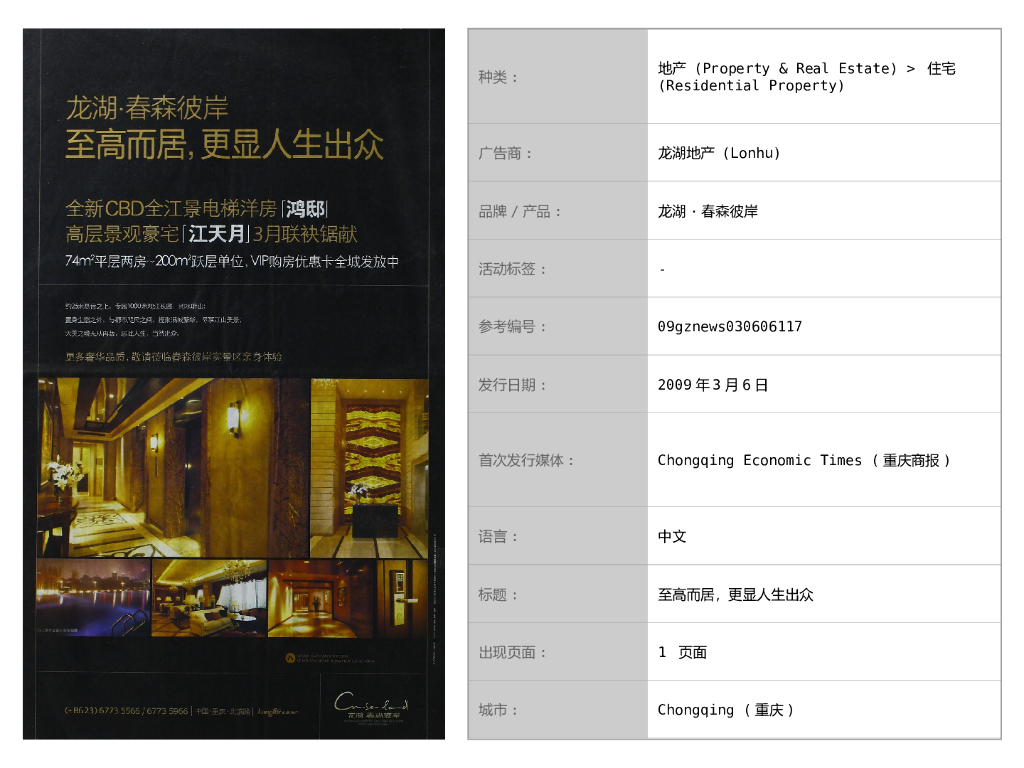 龙湖春森彼岸项目出街广告总结