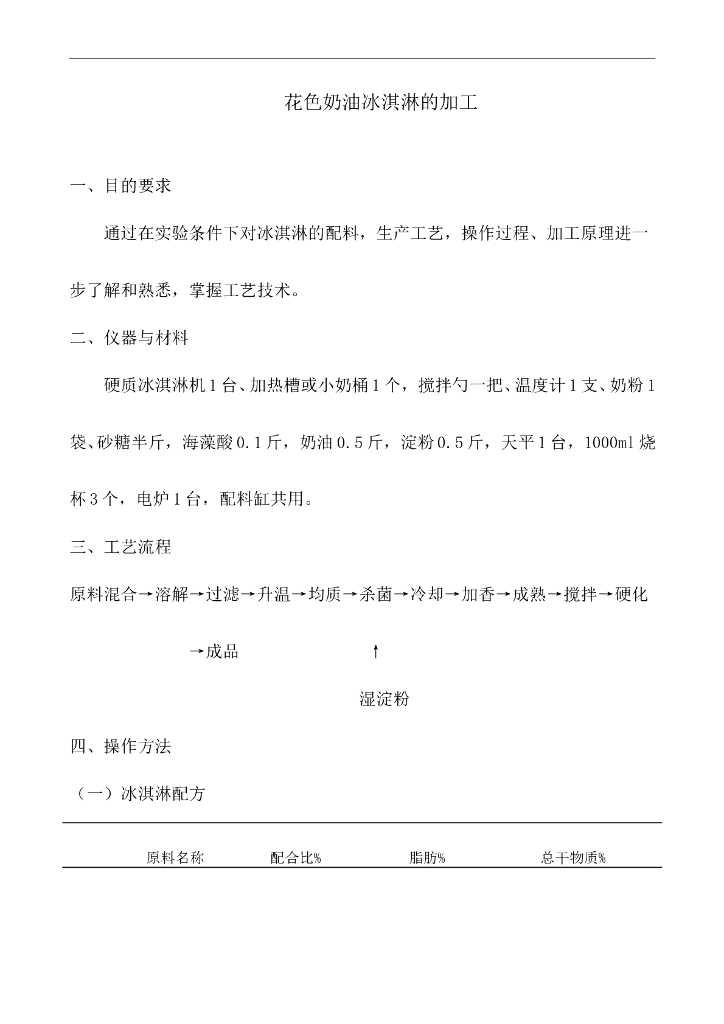 《食品加工技术》花色奶油冰淇淋的加工
