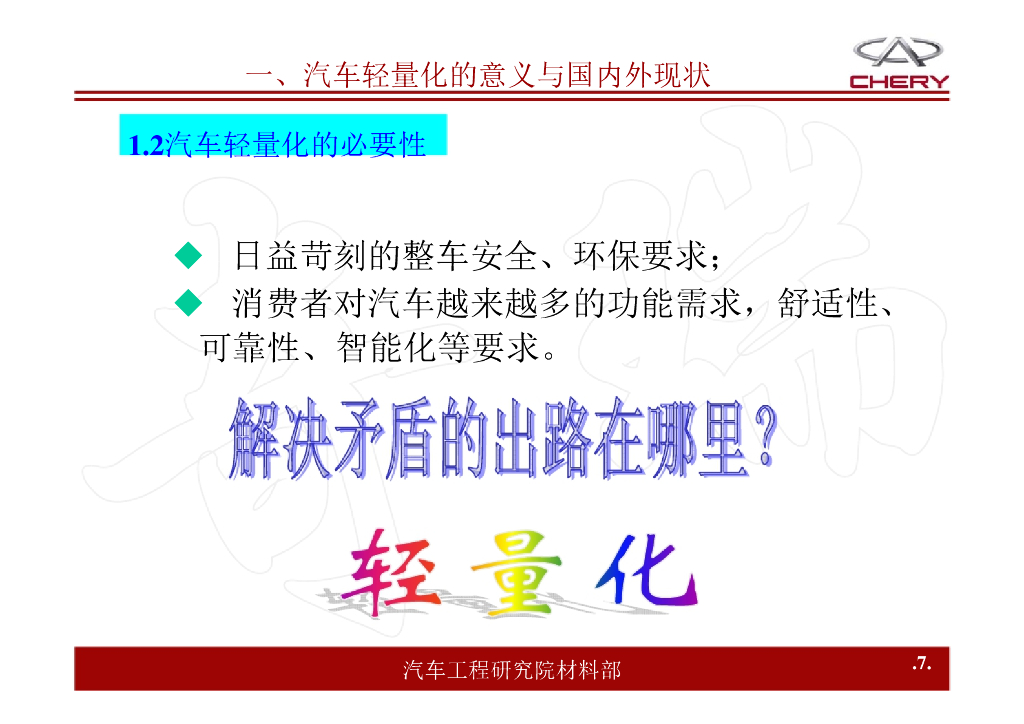 Chery奇瑞汽车：汽车轻量化材料与工艺培训课件_第7页