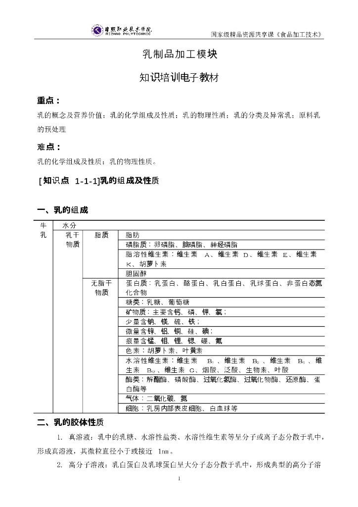 《食品加工技术》电子教材-知识培训电子教材