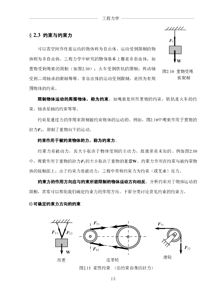 《工程力学》电子教材-第二节 约束与约束力