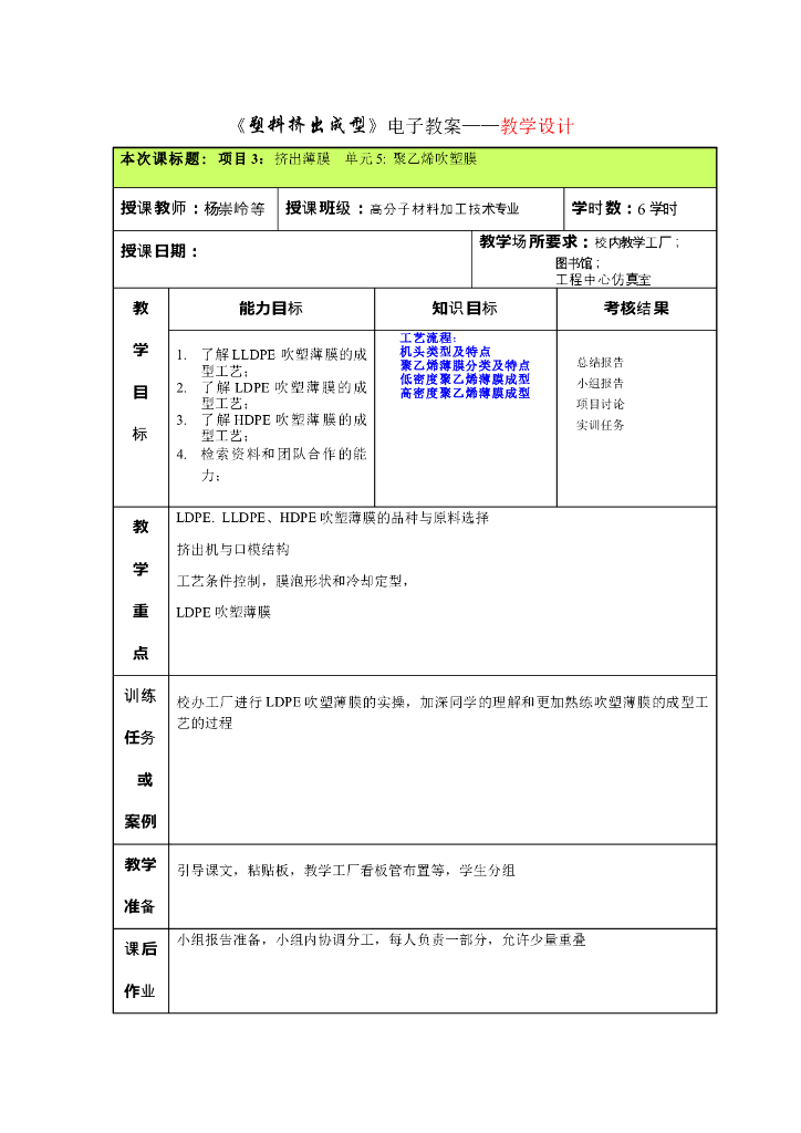 《塑料挤出成型》聚乙烯吹塑膜