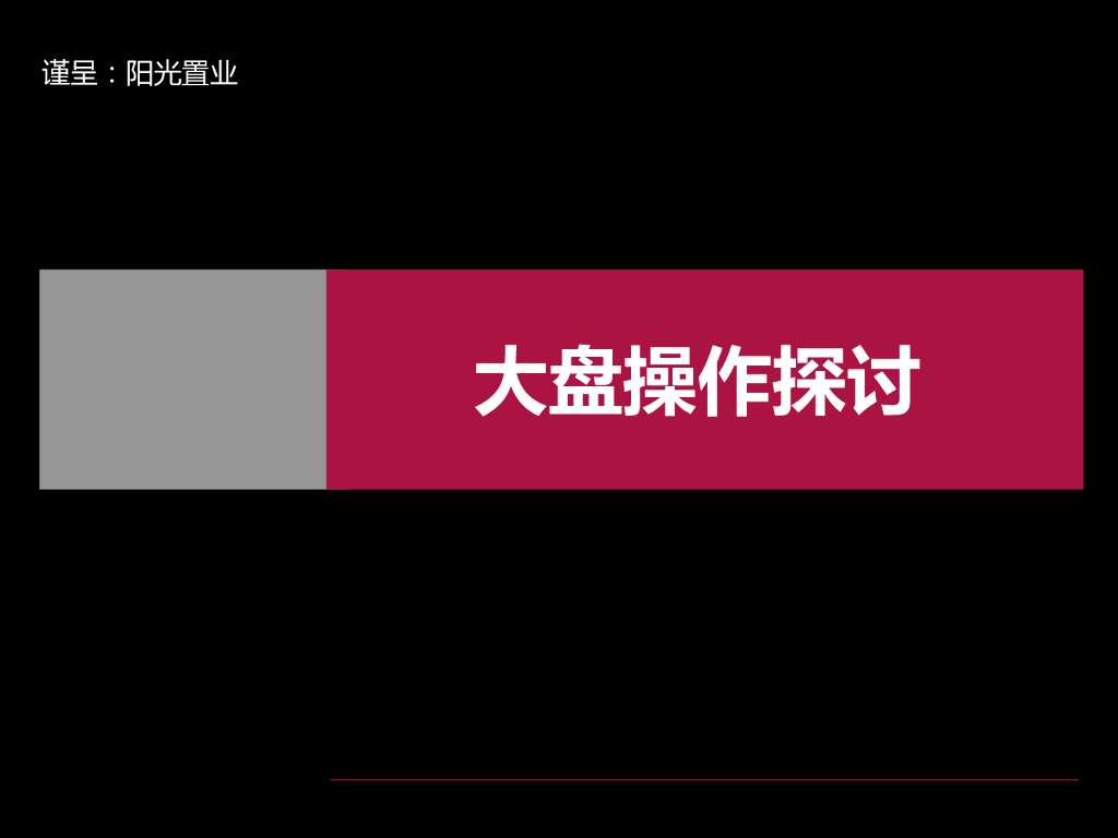 大盘无锡阳光100大盘操作探讨
