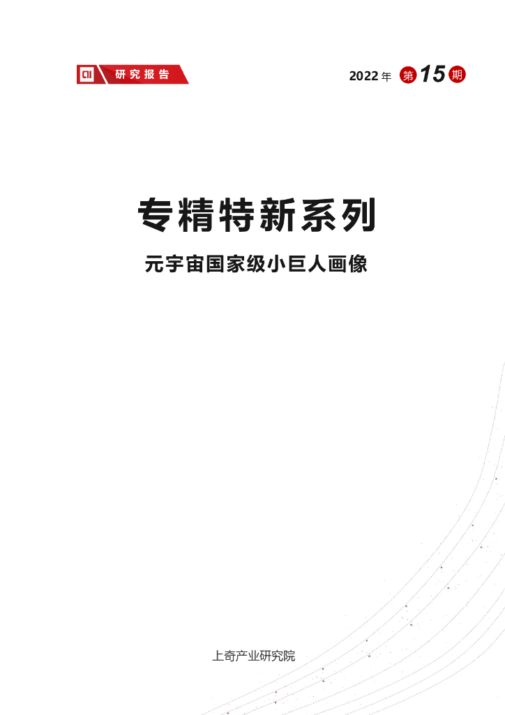 上奇研究院：专精特新系列——<em>元宇宙</em>国家级小巨人画像 海报