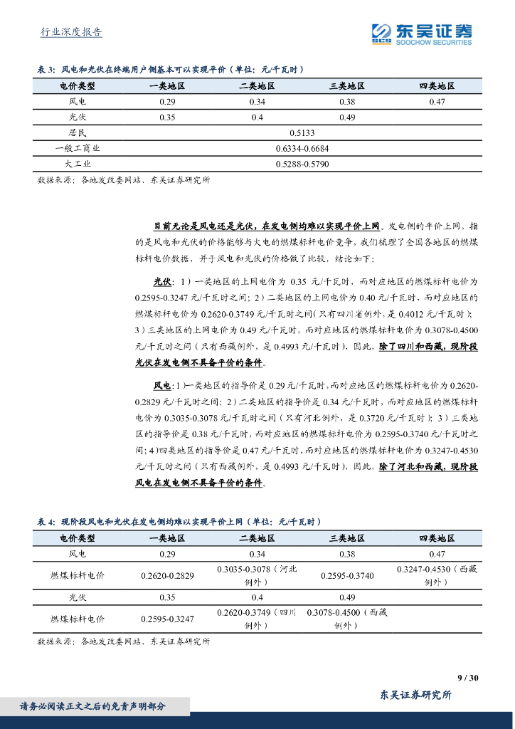 东吴证券：碳中和视角下的现代能源体系构建与推演——风光实现真正意义平价依然任重道远_第9页