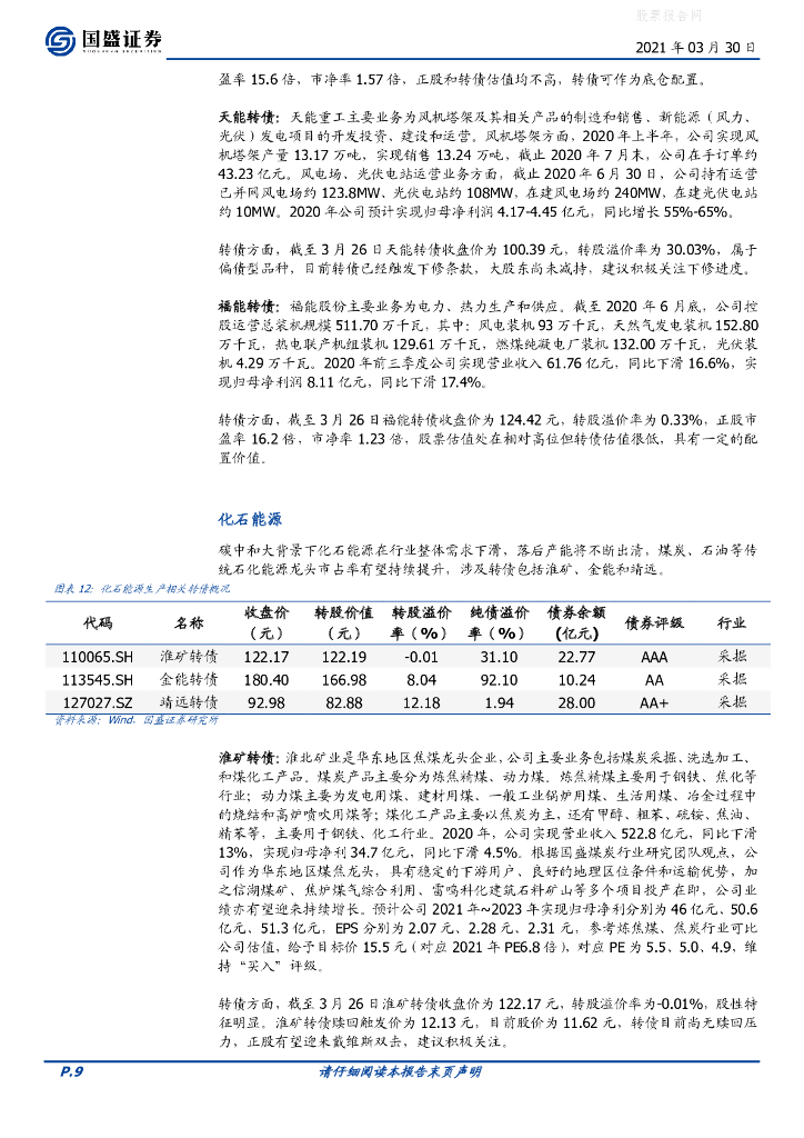 国盛证券：固定收益专题-碳中和概念转债如何选？_第9页