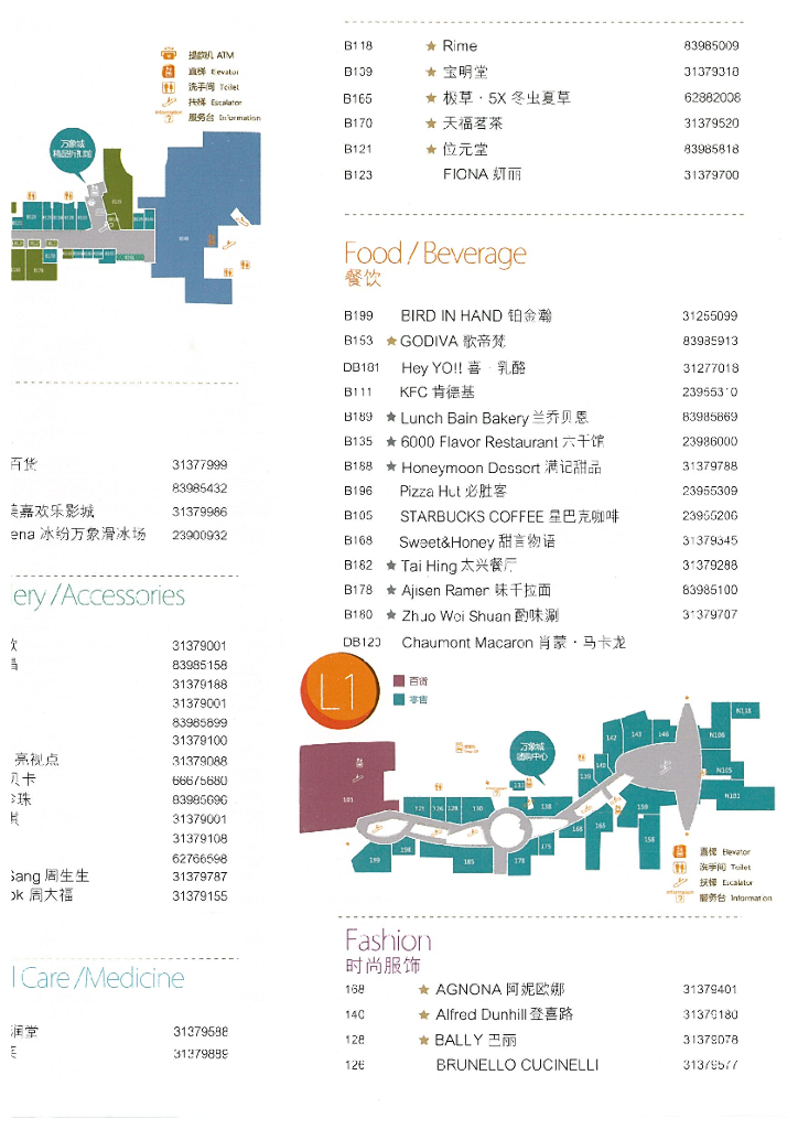 万象城业态分布