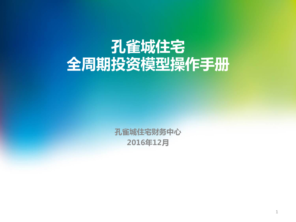 孔雀城宅全周期投资模型操作手册